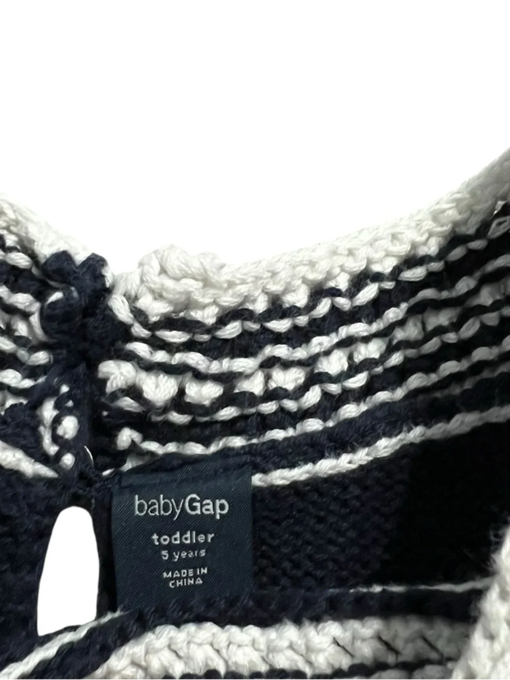 Baby Gap 5Y Navy Chevron Trim Crochey Knit Dress
